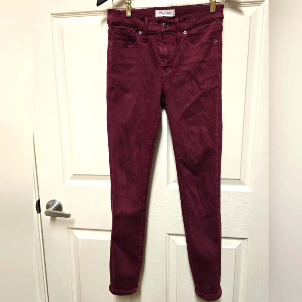 Madewell Women’s High Rise Skinny Jeans Burgundy Maroon Sz 25